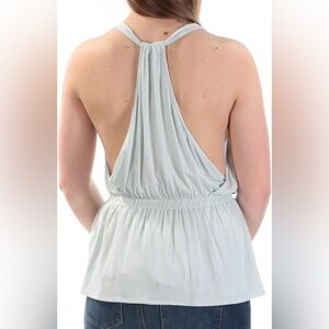 Free People Light Blue Backless Blouse
